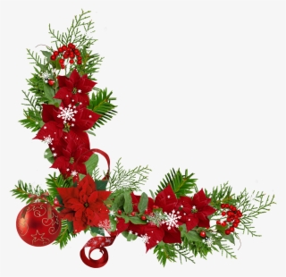 Christmas Ornament Border Png Download - Christmas Rose Corner Border #1171092