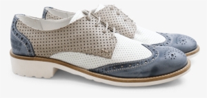 Derby Shoes Ella 10 Powder Navy Perfo White Perfo Grey - Slip-on Shoe #1172170