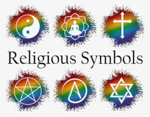 An Assortment Of Various Religious Symbols In Rainbow - Lgbt Buddhist Lotus Greeting Card #1173075