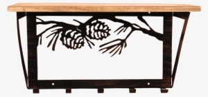 Pine Branch Scene Coat Rack W/ Shelf - Loon Peak Henrietta Pine Branch Scene Wall Mounted #1173953