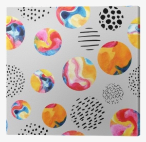 Watercolor Circles Simple Seamless Pattern Canvas Print - Watercolor Painting #1174299