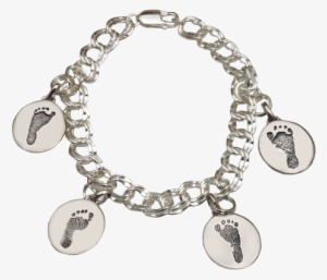 Charm Bracelet With 4 Unique Footprints - Baby Footprint Petite Oval Charm Bracelet #1175883