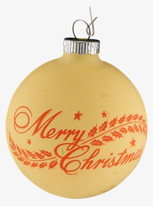 Rare Shiny Brite Opaque Yellow Unsilvered Merry Christmas - Christmas Ornament #1176925