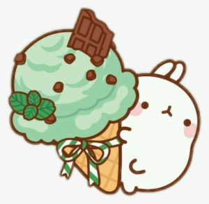 Molang Cute Bunny Cutebunny Cutesticker Icecream Icecre - Kawaii Mint Chocolate Chip Ice Cream #1177353