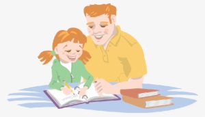 Clip Freeuse Library Helping His Daughter With - Dad And Daughter Reading Clipart #1178332