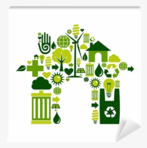 House Symbol With Environmental Icons Wall Mural • - Meio Ambiente Casa Png #1180691