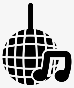 Disco Ball Of Small Mirrors With Musical Note Symbol - Bola De Espejos Dibujo #1184626