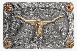 The Longhorn Mesa Trophy Buckle - Vogt Silversmiths Men's Longhorn Mesa Western Belt #1185765