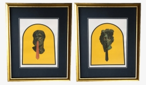 Vintage Gold Frame Roman / Greek Bust & Tie Illustration - Illustration #1186209