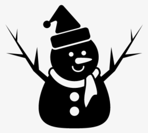 Snowman Of Xmas In Black With Bonnet Scarf And Two - Bonhomme De Neige Silhouette #1189276
