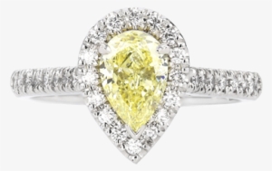 Pear Cut Yellow Diamond Halo Ring - Pre-engagement Ring #1189536