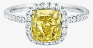 Cushion-cut Yellow Diamond Micropavé Ring - Engagement Ring #1189845