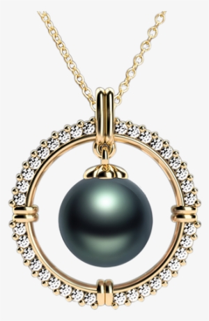 Tahitian Pearl Pendant With Diamond Frame In Yellow - Tahitian Pearl Pendant #1189933