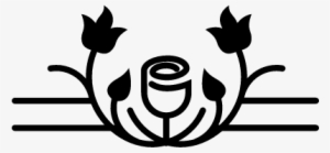 Tulip Flower Outline With Leaves And Vines Vector - Tulipan Silueta Png #1190520