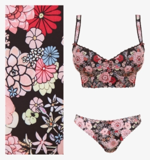Freya Lingerie Retro Bloom Black Longline Bra And Brief - Freya Retro Bloom Xl #1192018