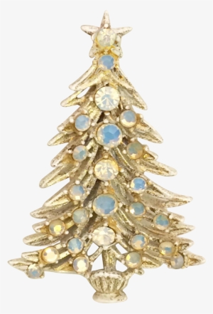Hollycraft White Christmas Tree Pin Brooch Found At - Christmas Ornament #1192929