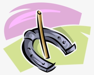 Vector Illustration Of Outdoor Game Of Horseshoes With - Illustration #1194096