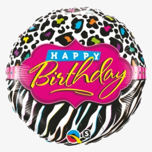 18" Happy Birthday Leopard Zebra Patterns Balloons - 18" Birthday Leopard Zebra Patterns #1194803