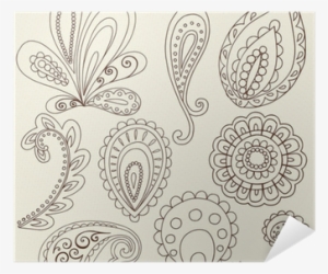 Henna Flower Paisley Doodles Vector Design Elements - Henna Paisley #1197724