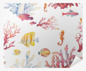 Watercolor Coral Reef Seamless Pattern - 水彩 珊瑚 #121028