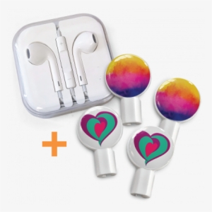 Earbuds Tri-heart/watercolor Sunset #121620