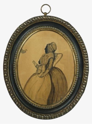 Antique Georgian Silhouette Watercolor Painting Grandmother - Locket #122613