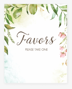 Printable Favors Please Take One Sign Watercolor Leaves - Printable Don T Say Baby Sign #122709