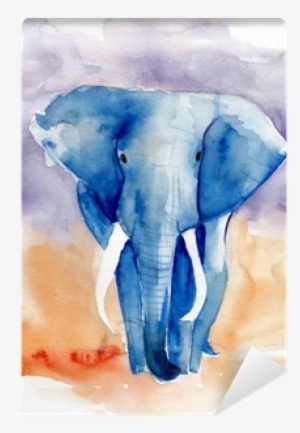 Blue Elephant Watercolor Illustration Wall Mural • - Gallery Direct 'blue Elephant' Framed Painting Print #123409