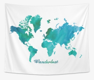 Watercolor World Map Wanderlust Tapestry - Estuaries World Map #127006