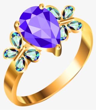 Gold Ring With Blue And Purple Diamonds Png Image - Clipart Jewelry #127154 Gold Ring With Blue And Purple Diamonds Png Image - Clipart Jewelry #127154