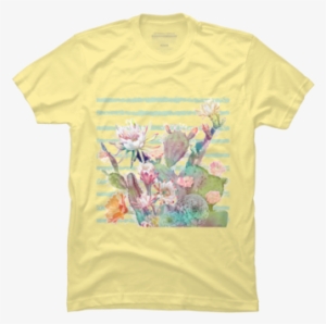 Watercolor Cactus, Floral And Stripes Design - Kafka T Shirt #128083