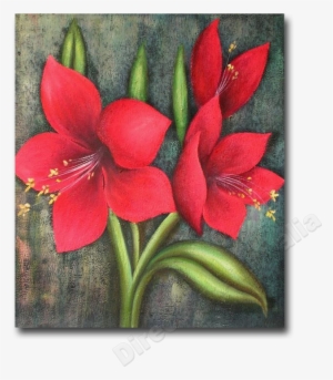 Png Freeuse Download Amaryllis Drawing Red Flower - Kolay Yağlı Boya Çiçek Çalışmaları #128971