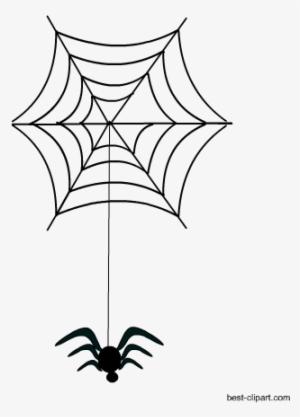 Spider Hanging From A Web, Png Clipart - Halloween Silhouettes #129194