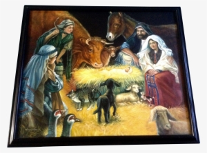 Nativity Scene Painting Elegant Kumjha Painting Jesus - Oil Painting Christmas Of Scene #129861