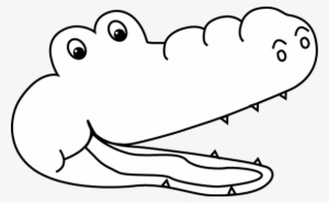 Black And White Less Than Alligator Clip Art Png - Crocodile Head In Black And White #1200793