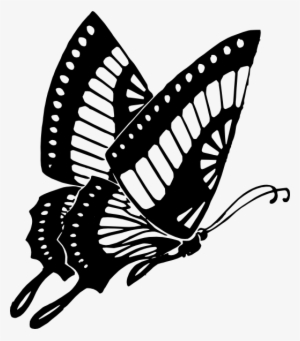Butterfly Black Black And White Butterfly Clip Art - Flying Butterfly Black And White #1203200