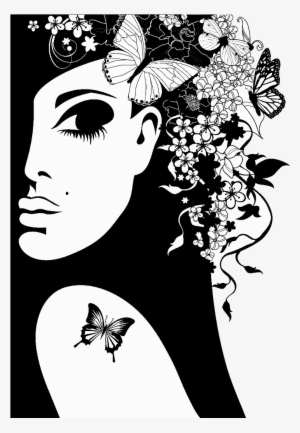 Girl Silhouette, Silhouette Vector, Butterfly Art, #1203603