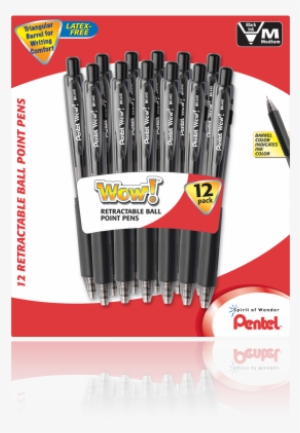 Ballpoint Pens, 12 Pack, Black - Pentel Wow! Ballpoint Pens, Medium Tip, Black Ink #1204796