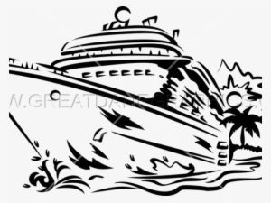 Cruise Ship Clipart - Cruise Black And White Png #1205114