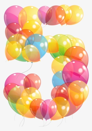 Numbers ‿✿⁀ - 5 Balloon Transparent #1205317