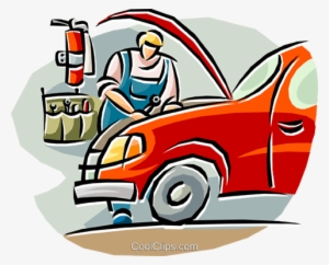 Auto Mechanic Working On A Car Royalty Free Vector - Car Mechanic Clipart #1208200