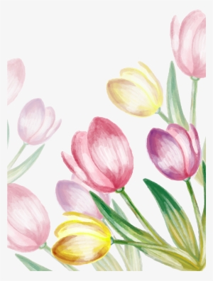 Water Painted Tulip Vector - Tulips Free Vector #1208816