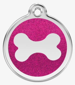 Glitter Bone Hot Pink 20mm Dog Tag By Red Dingo - Red Dingo Dog Id Tag Glitter Enamel Bone Hot Pink #1212462