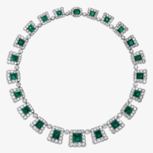 Antique Emerald And Diamond Necklace - Closest Color To Green #1212954