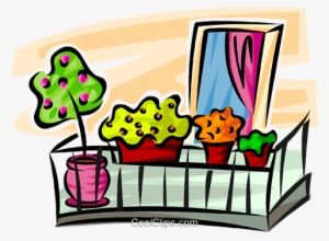 Flowers In Flower Boxes On A Balcony Royalty Free Vector - Flower Box #1213112