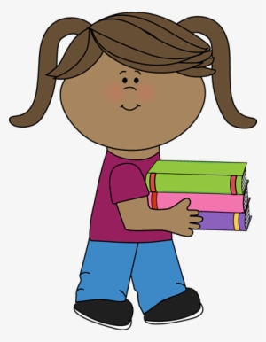 Stack Of Books Clipart - Girl Walking Clipart - Free Transparent PNG ...