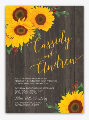 Wedding Invitation Rustic Sunflower Country Barn Wood - Sunflower Invitation Png #1213773