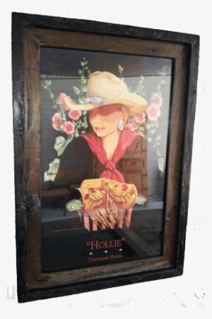 Reclaimed Fence Wood Frame With "hollie" Print By Doreman - Cowboy #1213846