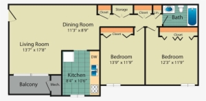 The Westwinds Two Bedroom With Balcony Floor Plan - Floor Plan #1214416