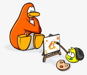 Homepage Painting Puffle And Orange Penguin - Club Penguin #1216187